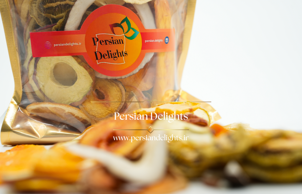 انواع میوه خشک زمستانی و تابستانی شامل سیب، زردآلو، کیوی، انجیر و خرمالو