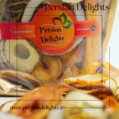 انواع میوه خشک طبیعی شامل موز، سیب، کیوی، انبه و پرتقال